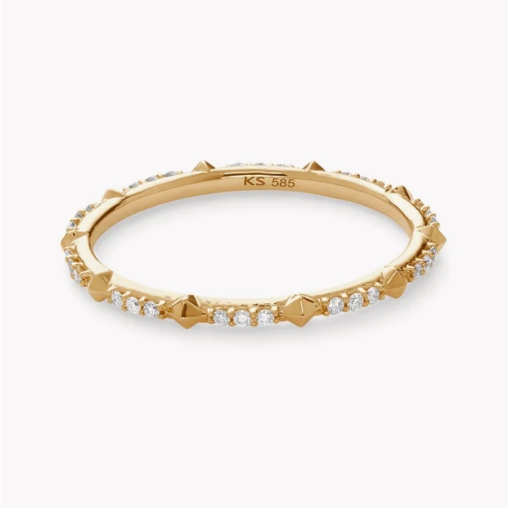 🌸KENDRA SCOTT ASTRID BAND RING - 14K YELLOW GOLD/WHITE DIAMONDS - SIZE 9